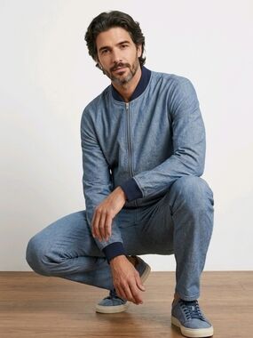 Five Four Mark McNairy Men's Cotton Denim Bomber Jacket Sz L